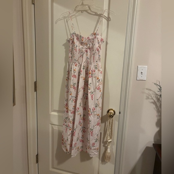 H&M sz Medium ladies floral smocked sundress straps or strapless feminine pink - Picture 3 of 15